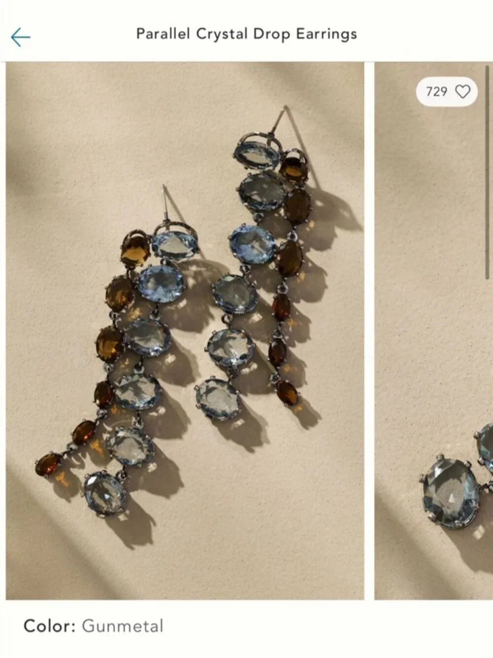 New! Anthropologie 14K Gunmetal Amber Crystal Drop Earrings (3013) NWT